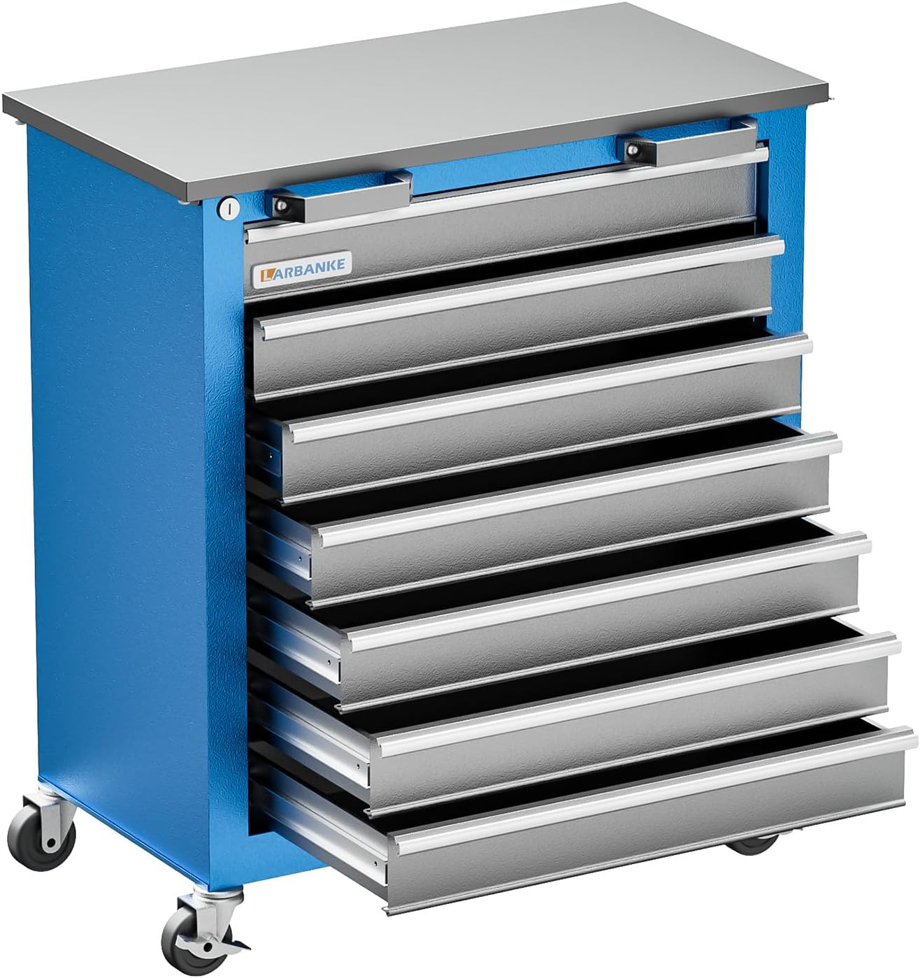 LARBANKE Tool Chest,7-Drawer Rolling Toolbox Chest,Rolling Tool Chest on Wheels with Keyed Locking System,and 4 Foot Pad,Tool Chet can be Combined Cabinet Set with 5-Drawer Tool Chest,for Garage